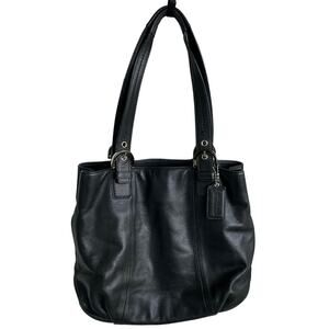 COACH SOHO North South Tote F17216 Black Soft Leather Bag Vintage